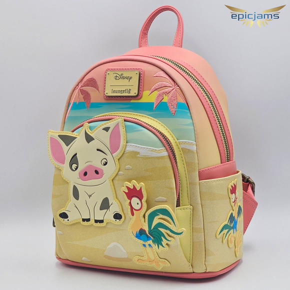 Loungefly Disney Moana Pua & Hei Hei Sunset Mini Backpack Bag New - Picture 3 of 8